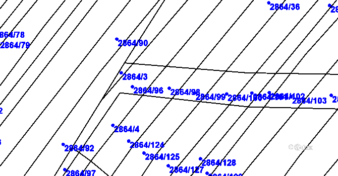 Parcela st. 2864/98 v KÚ Boleradice, Katastrální mapa