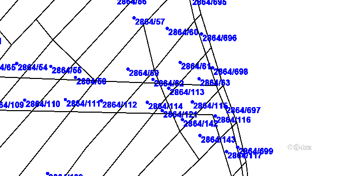 Parcela st. 2864/113 v KÚ Boleradice, Katastrální mapa
