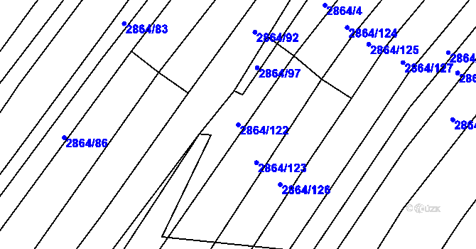 Parcela st. 2864/122 v KÚ Boleradice, Katastrální mapa