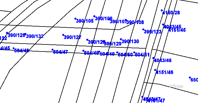 Parcela st. 504/49 v KÚ Boleradice, Katastrální mapa