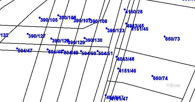Parcela st. 504/51 v KÚ Boleradice, Katastrální mapa