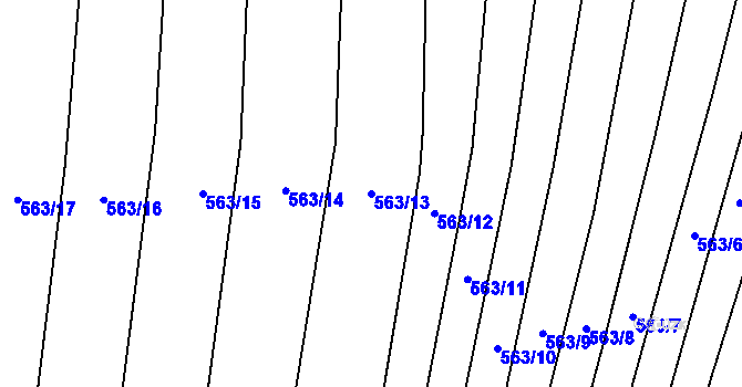 Parcela st. 563/13 v KÚ Boleradice, Katastrální mapa