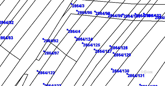 Parcela st. 2864/125 v KÚ Boleradice, Katastrální mapa