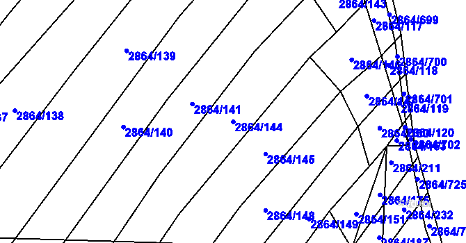 Parcela st. 2864/144 v KÚ Boleradice, Katastrální mapa