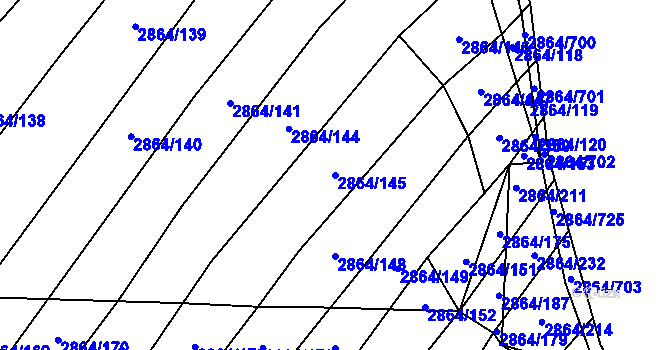 Parcela st. 2864/145 v KÚ Boleradice, Katastrální mapa