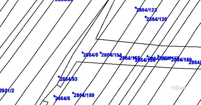 Parcela st. 2864/154 v KÚ Boleradice, Katastrální mapa
