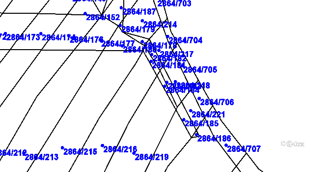 Parcela st. 2864/184 v KÚ Boleradice, Katastrální mapa