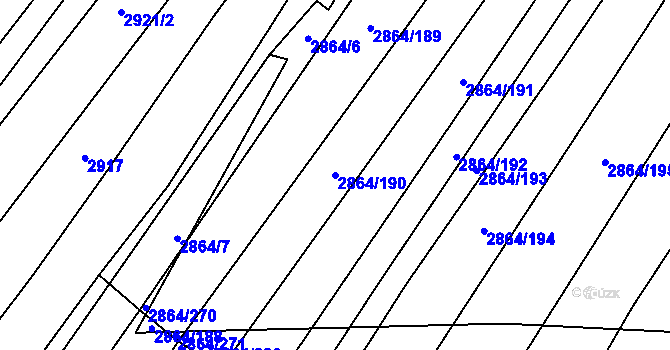 Parcela st. 2864/190 v KÚ Boleradice, Katastrální mapa