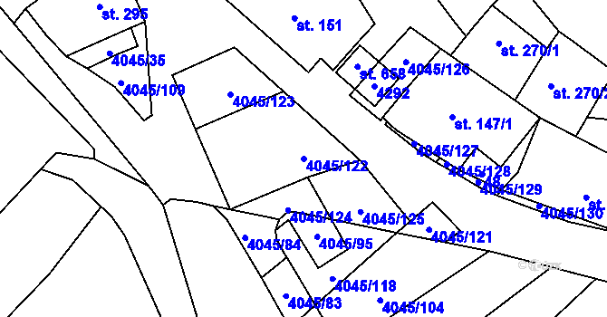 Parcela st. 4045/122 v KÚ Boleradice, Katastrální mapa