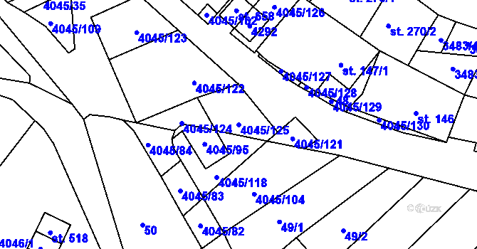 Parcela st. 4045/125 v KÚ Boleradice, Katastrální mapa