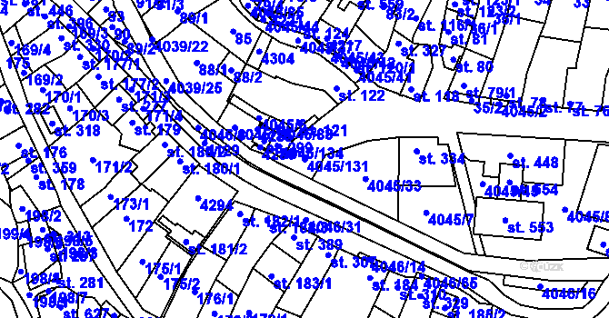 Parcela st. 4045/131 v KÚ Boleradice, Katastrální mapa