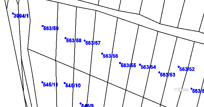 Parcela st. 563/56 v KÚ Boleradice, Katastrální mapa