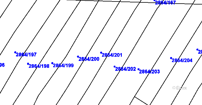 Parcela st. 2864/201 v KÚ Boleradice, Katastrální mapa