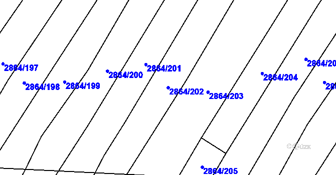 Parcela st. 2864/202 v KÚ Boleradice, Katastrální mapa