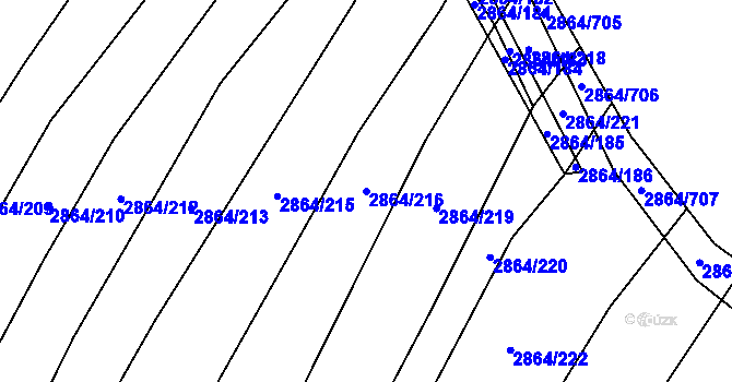 Parcela st. 2864/216 v KÚ Boleradice, Katastrální mapa