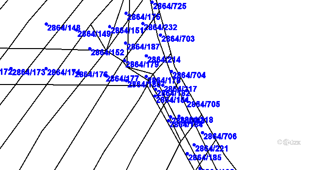 Parcela st. 2864/217 v KÚ Boleradice, Katastrální mapa
