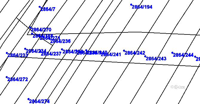 Parcela st. 2864/241 v KÚ Boleradice, Katastrální mapa