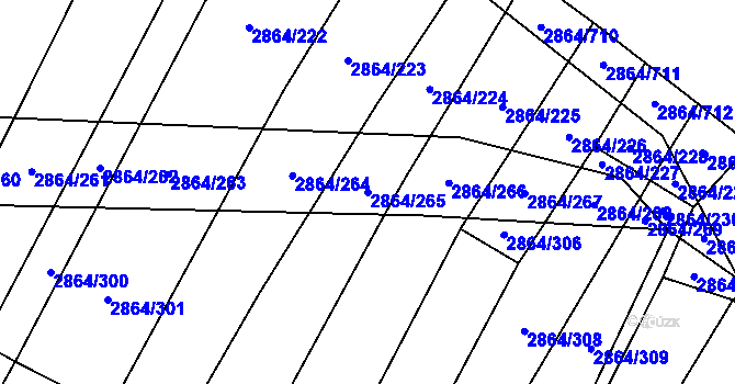 Parcela st. 2864/265 v KÚ Boleradice, Katastrální mapa