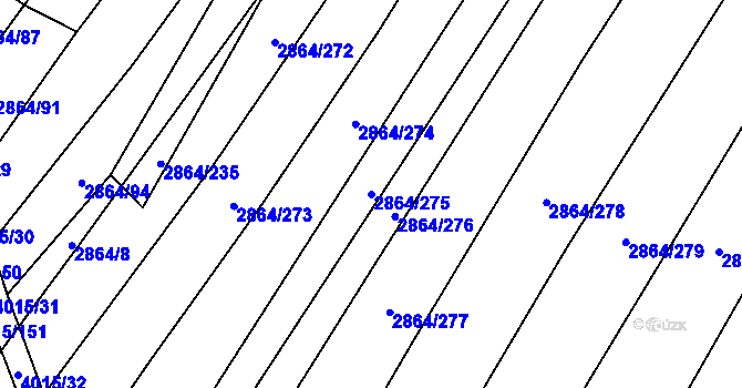 Parcela st. 2864/275 v KÚ Boleradice, Katastrální mapa