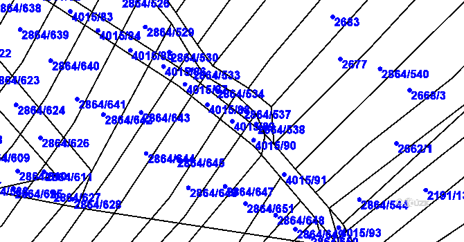 Parcela st. 4015/89 v KÚ Boleradice, Katastrální mapa