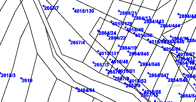 Parcela st. 4015/131 v KÚ Boleradice, Katastrální mapa
