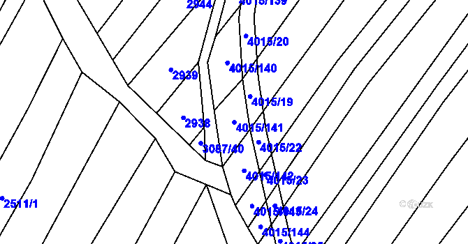Parcela st. 4015/141 v KÚ Boleradice, Katastrální mapa