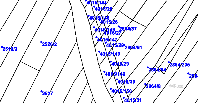 Parcela st. 4015/148 v KÚ Boleradice, Katastrální mapa