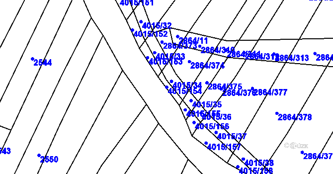 Parcela st. 4015/154 v KÚ Boleradice, Katastrální mapa