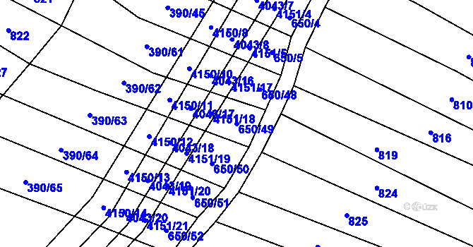 Parcela st. 650/49 v KÚ Boleradice, Katastrální mapa