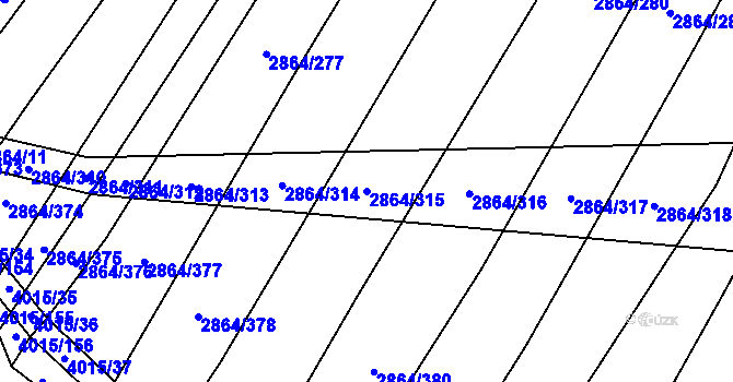 Parcela st. 2864/315 v KÚ Boleradice, Katastrální mapa
