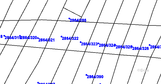 Parcela st. 2864/323 v KÚ Boleradice, Katastrální mapa