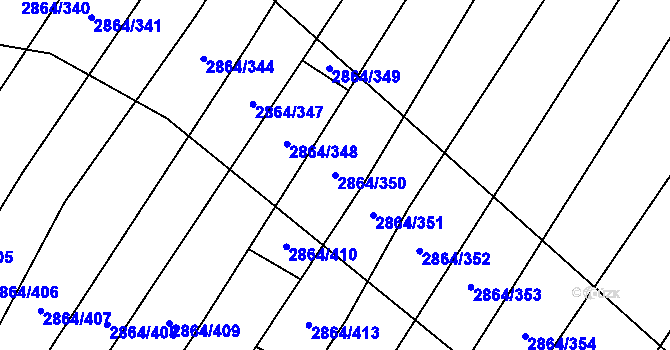 Parcela st. 2864/350 v KÚ Boleradice, Katastrální mapa