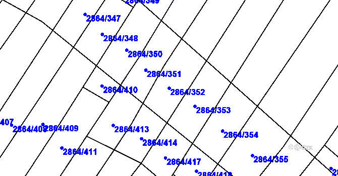 Parcela st. 2864/352 v KÚ Boleradice, Katastrální mapa