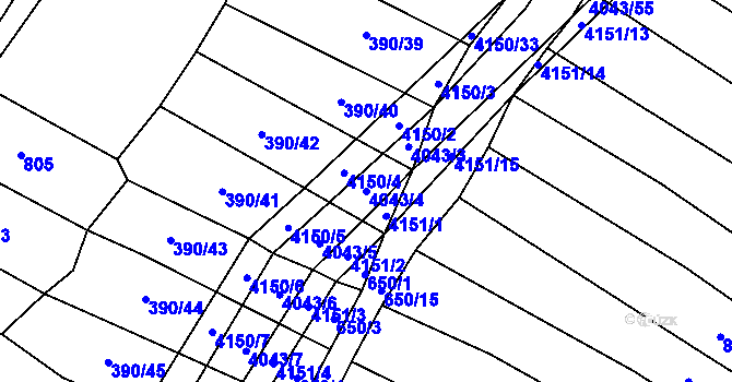 Parcela st. 4043/4 v KÚ Boleradice, Katastrální mapa