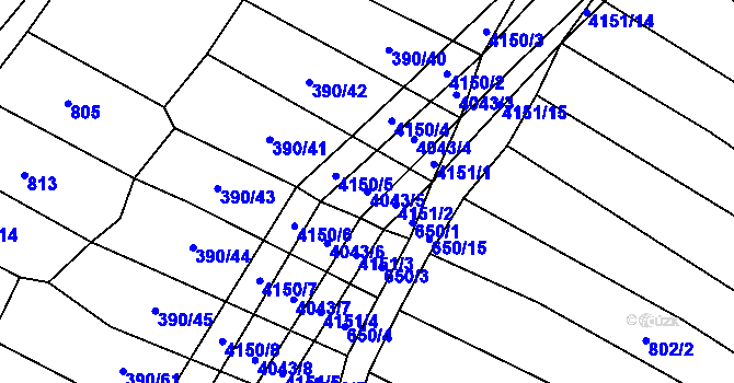 Parcela st. 4043/5 v KÚ Boleradice, Katastrální mapa