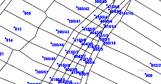 Parcela st. 4043/6 v KÚ Boleradice, Katastrální mapa