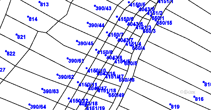 Parcela st. 4043/8 v KÚ Boleradice, Katastrální mapa