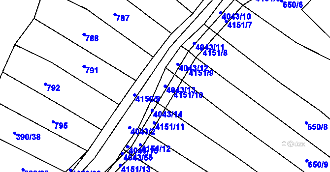 Parcela st. 4043/13 v KÚ Boleradice, Katastrální mapa