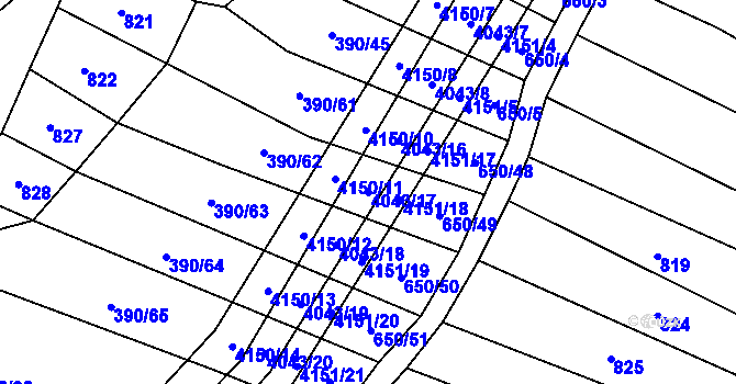 Parcela st. 4043/17 v KÚ Boleradice, Katastrální mapa