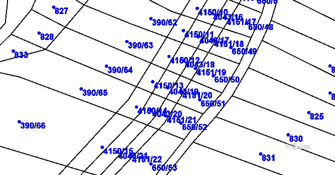 Parcela st. 4043/19 v KÚ Boleradice, Katastrální mapa