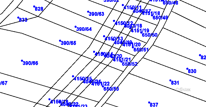 Parcela st. 4043/20 v KÚ Boleradice, Katastrální mapa