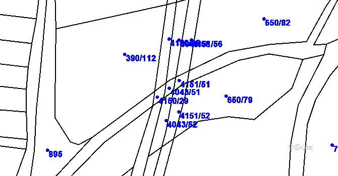 Parcela st. 4043/51 v KÚ Boleradice, Katastrální mapa