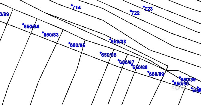 Parcela st. 650/86 v KÚ Boleradice, Katastrální mapa