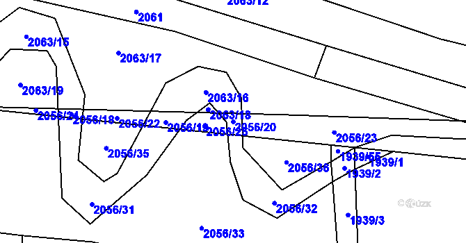 Parcela st. 2056/20 v KÚ Boleradice, Katastrální mapa