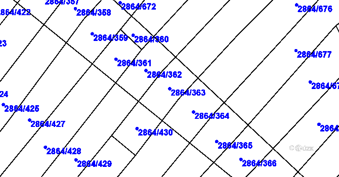 Parcela st. 2864/363 v KÚ Boleradice, Katastrální mapa