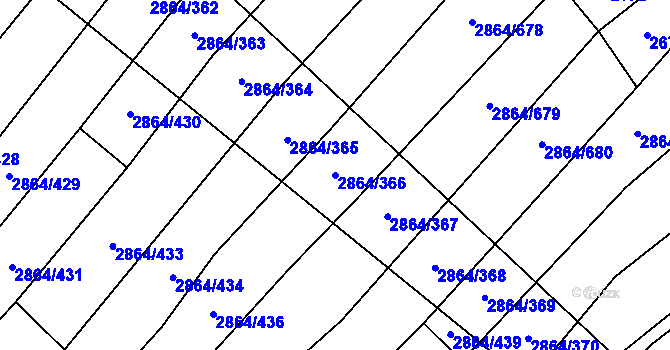 Parcela st. 2864/366 v KÚ Boleradice, Katastrální mapa