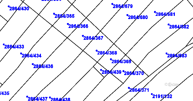 Parcela st. 2864/368 v KÚ Boleradice, Katastrální mapa