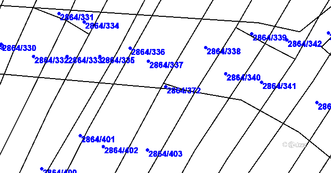 Parcela st. 2864/372 v KÚ Boleradice, Katastrální mapa