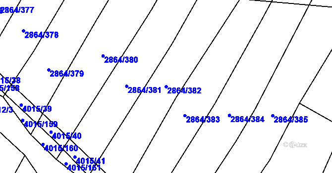 Parcela st. 2864/382 v KÚ Boleradice, Katastrální mapa