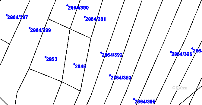 Parcela st. 2864/392 v KÚ Boleradice, Katastrální mapa